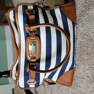 Michael kors blue and white stipe bag
